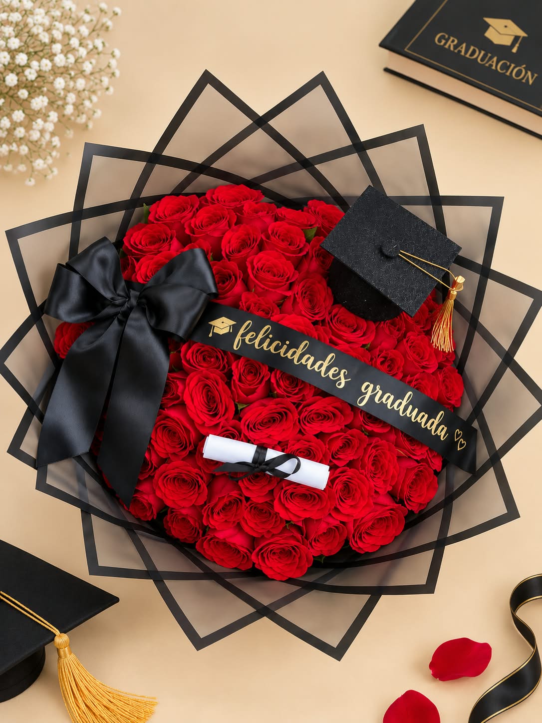 Buchón de graduación (50 rosas)